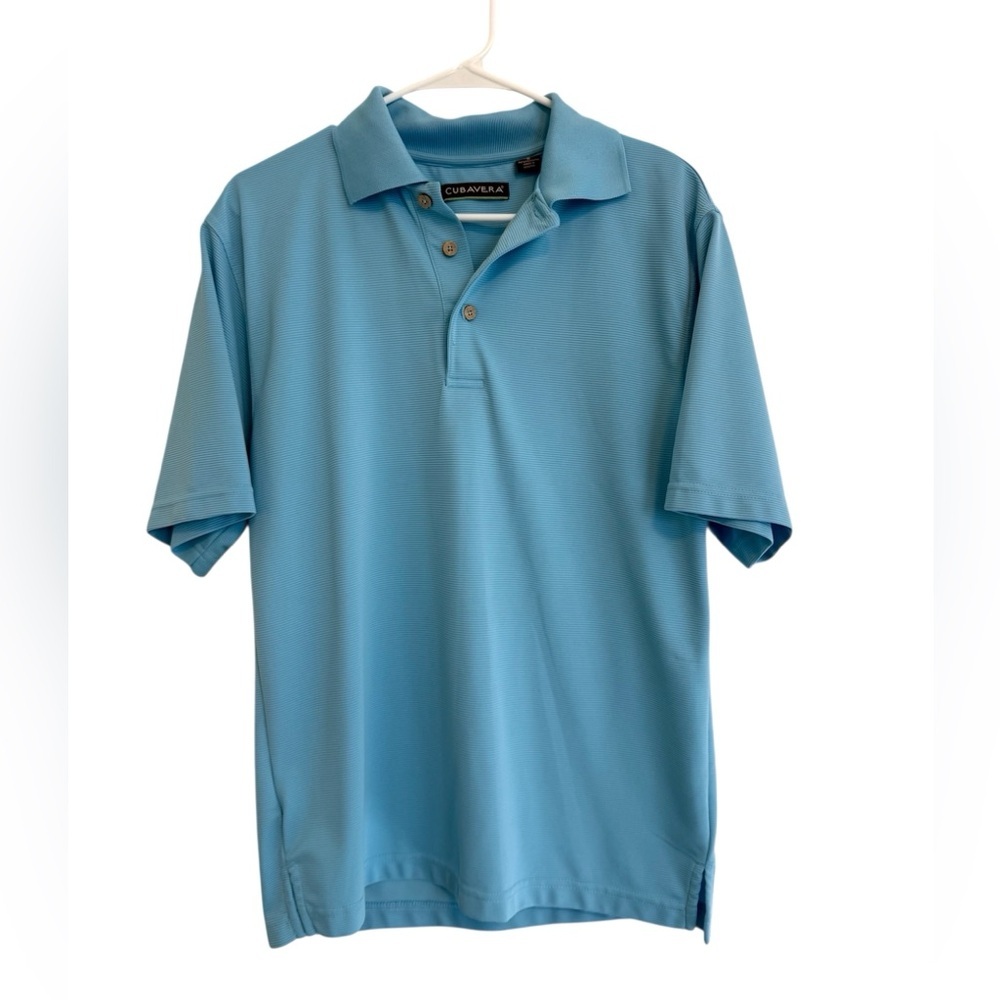 2/$30 Cubavera Men’s Light Blue Textured Polo Shirt Pineapple Logo Size S
